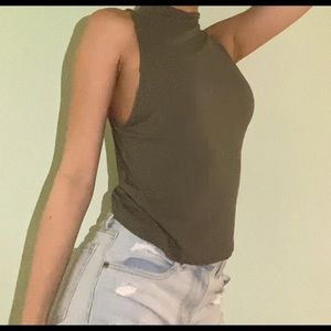 ADC Halter top (super soft stretchy material) forest green Model: 5’6
